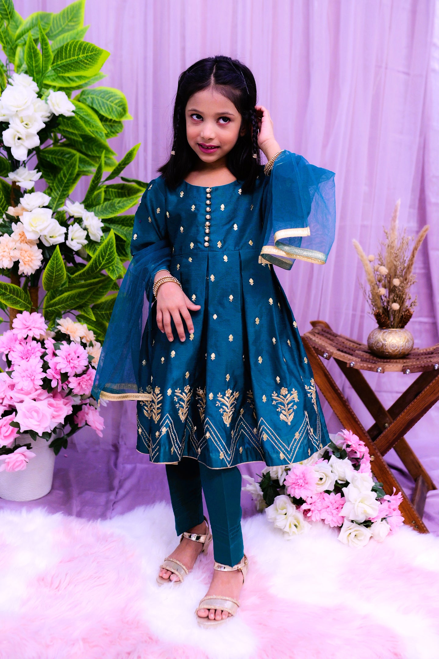 semi-formal 3 piece frok dupatta and trouser