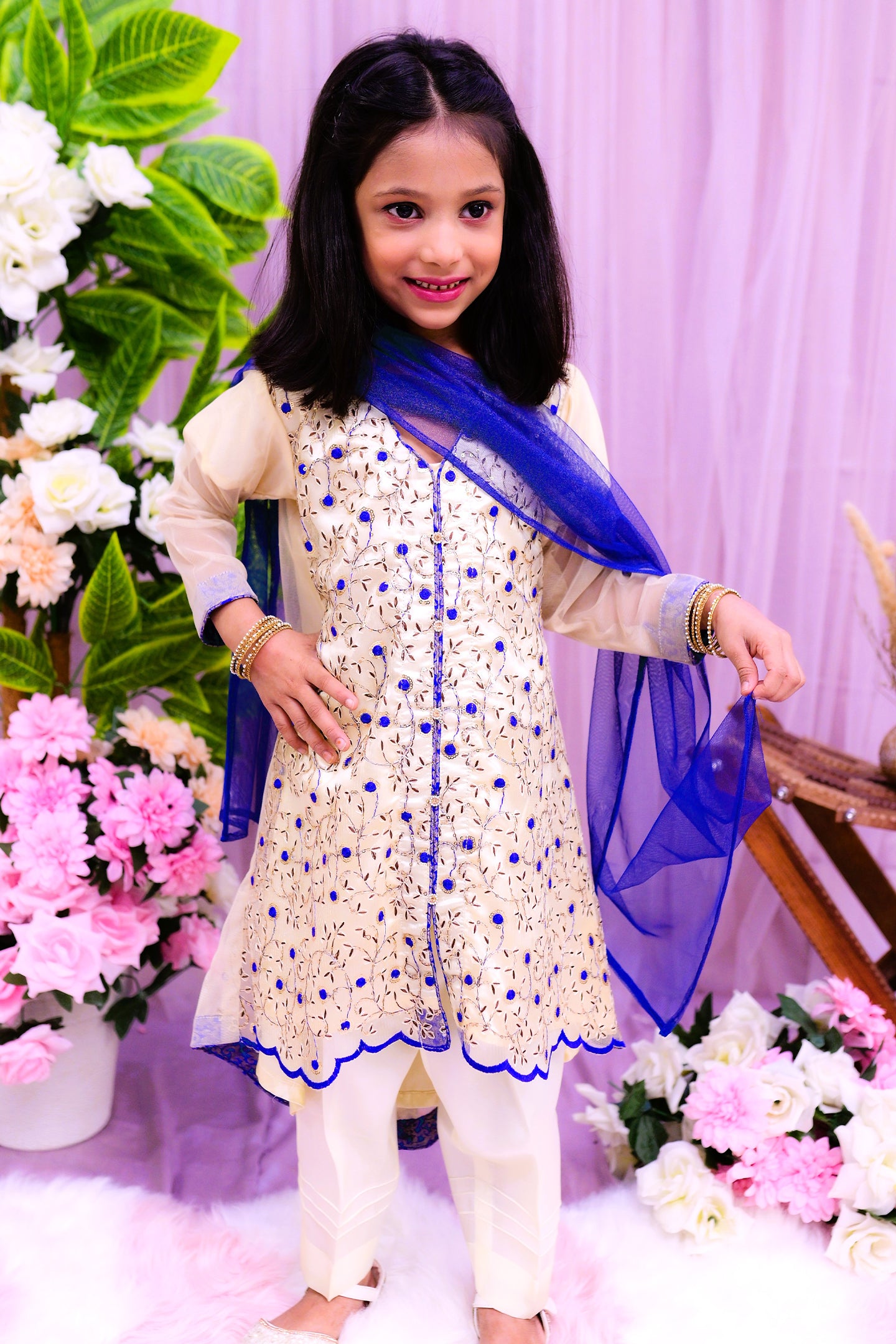 semiformal 3 piece airline frock dupatta and trouser