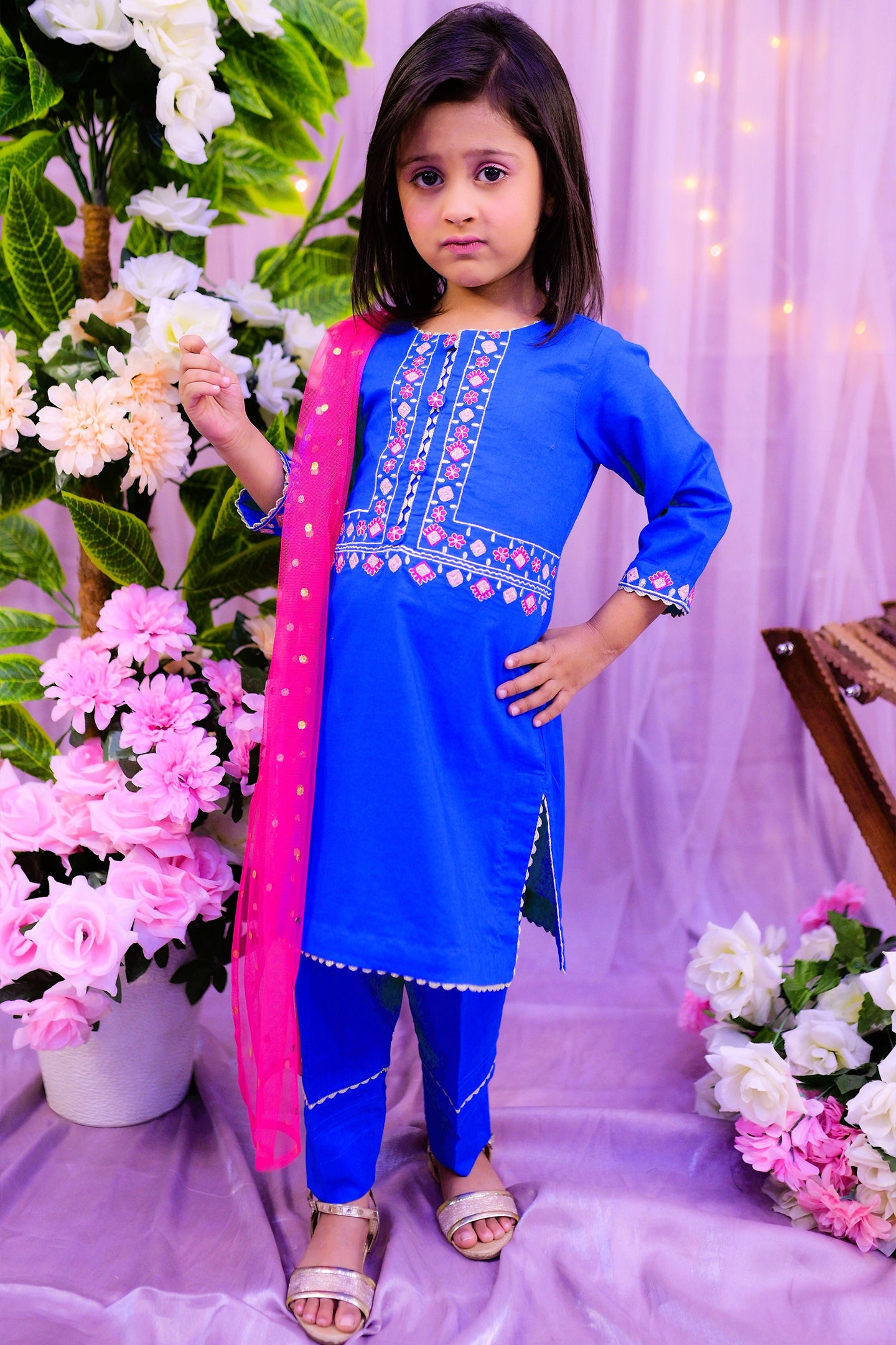 semi-formal 3 oiece shirt dupatta & trouser