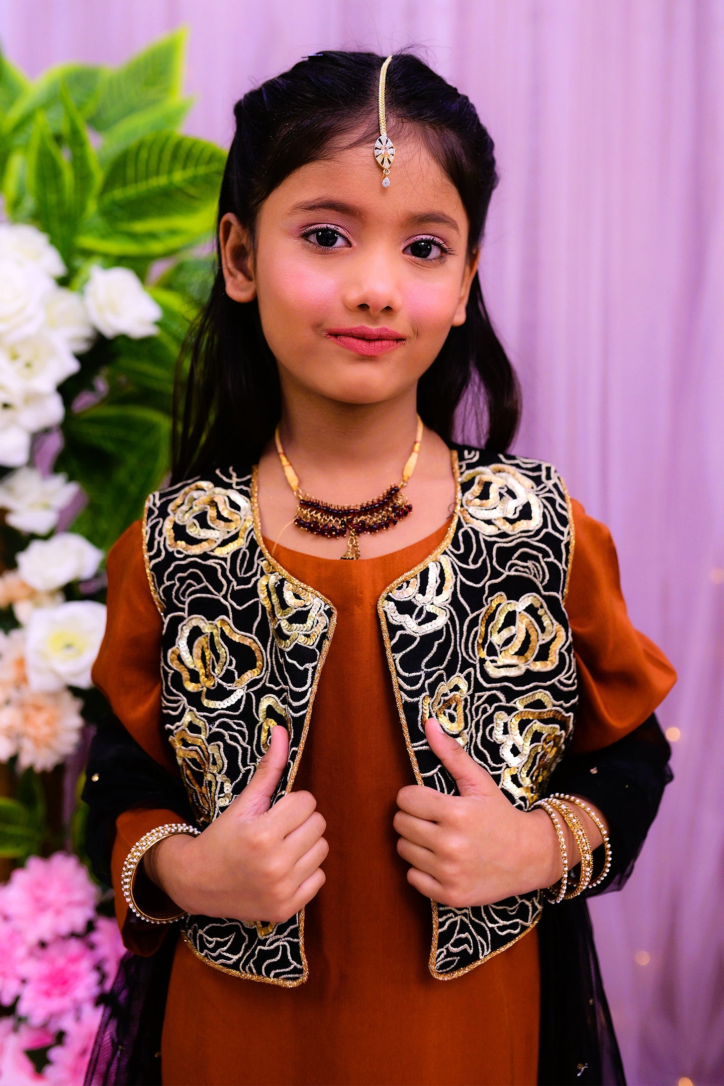 semi formal 3 piece shirt dupatta & trouser with waist-cut