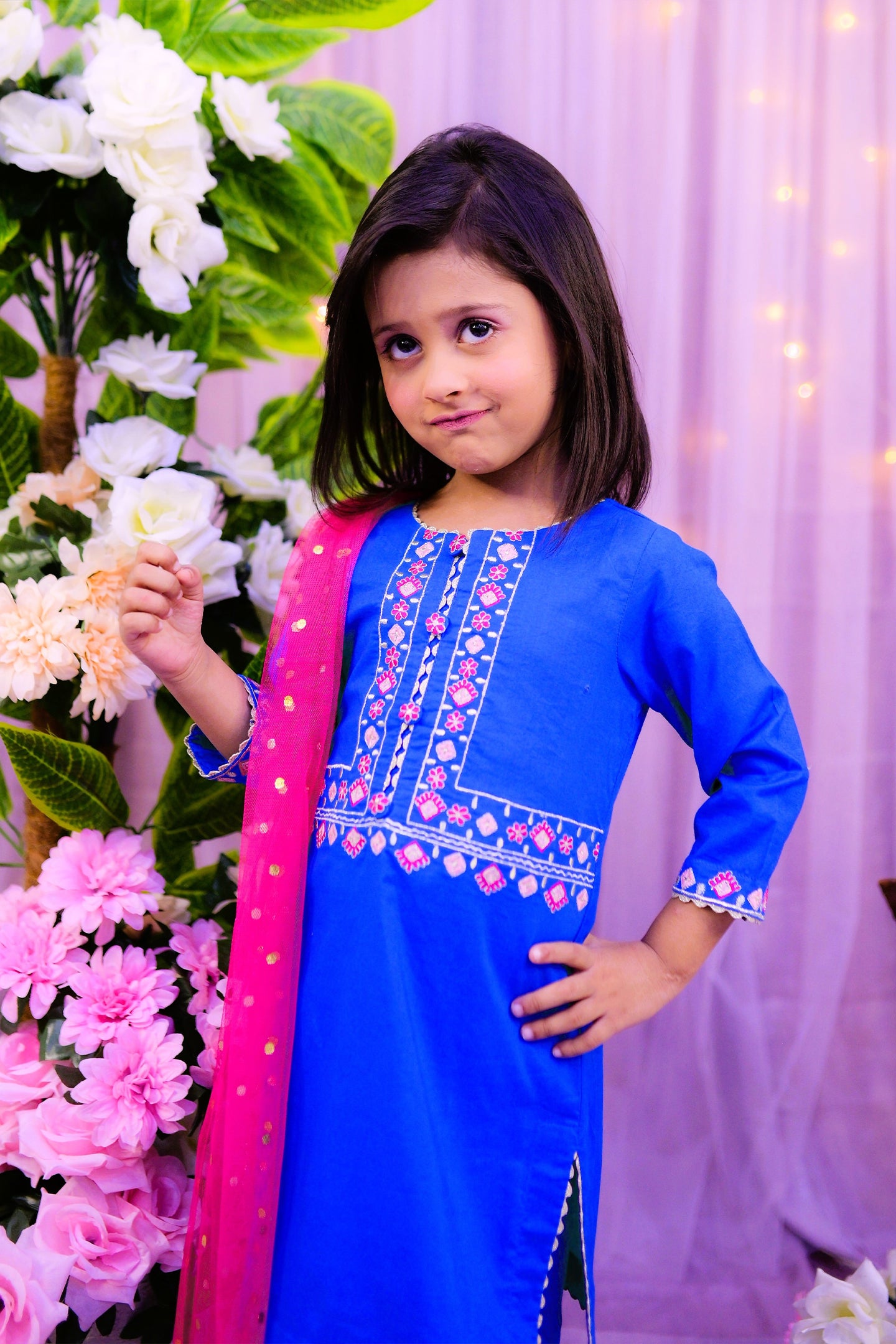 semi-formal 3 oiece shirt dupatta & trouser