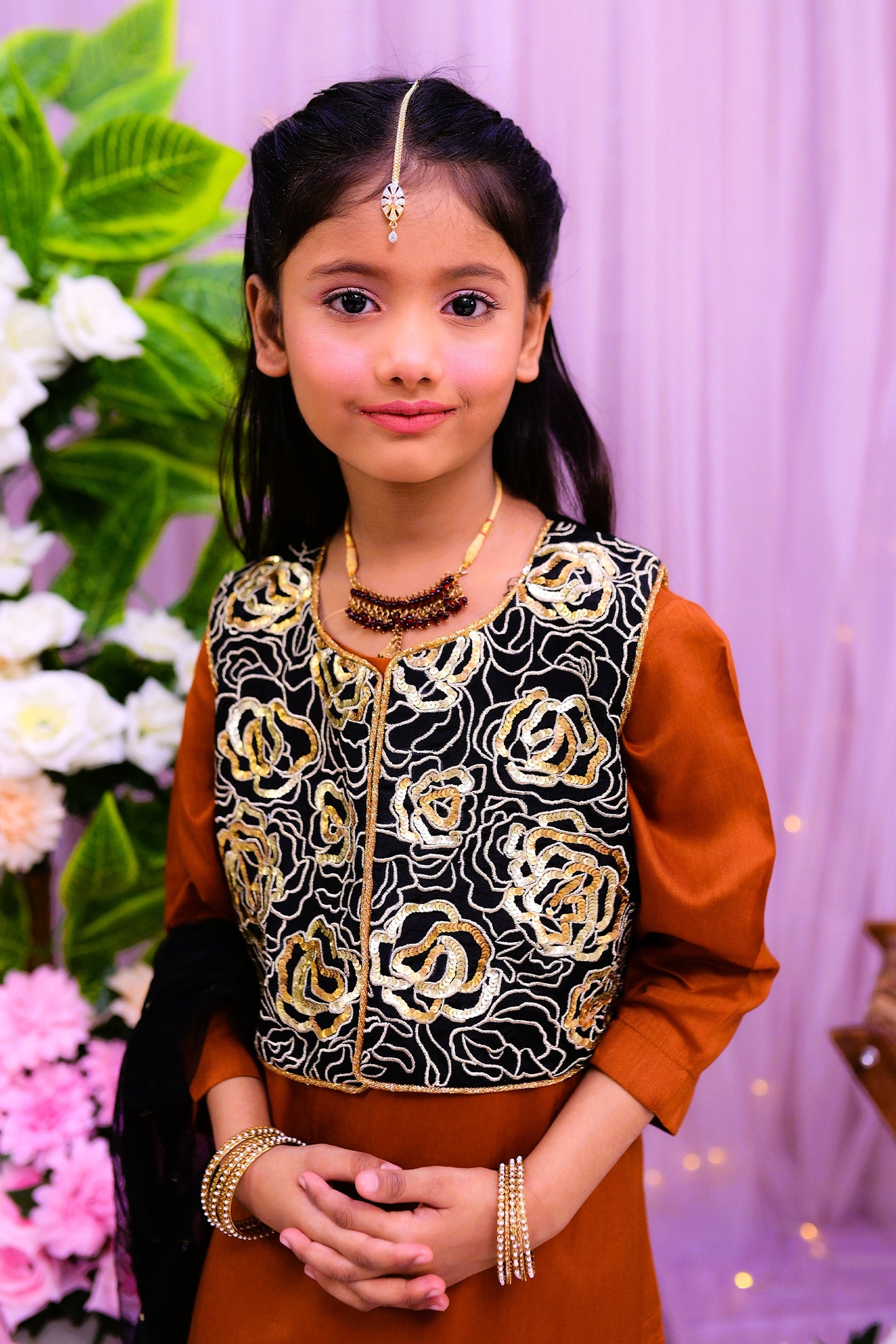 semi formal 3 piece shirt dupatta & trouser with waist-cut