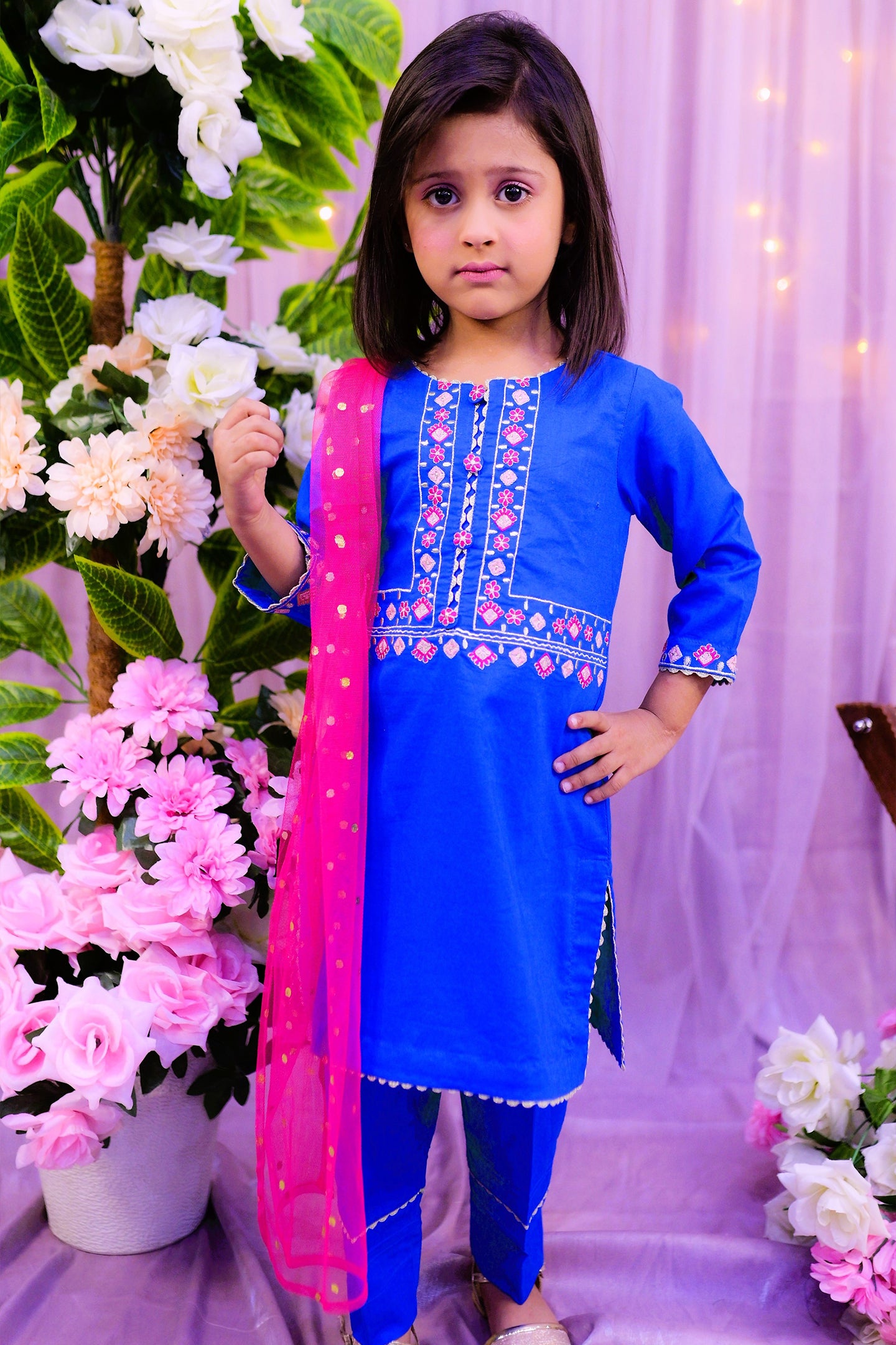 semi-formal 3 oiece shirt dupatta & trouser