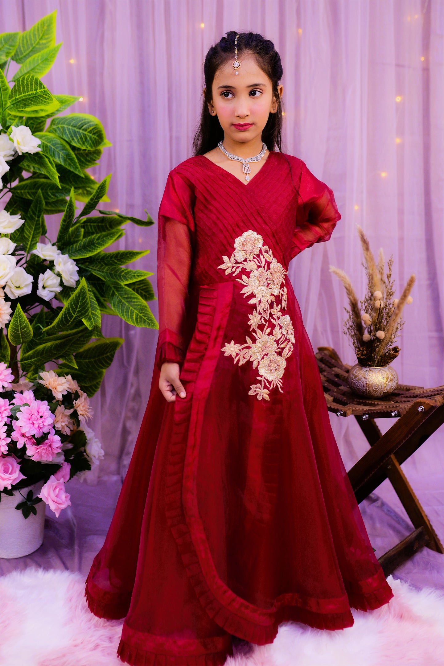 formal 3 layers ruffle maxi