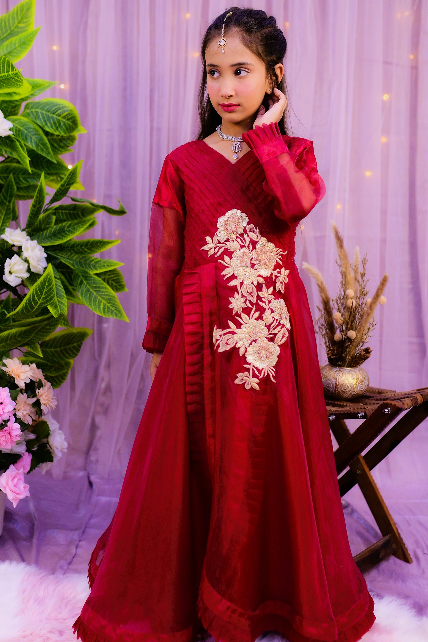 formal 3 layers ruffle maxi