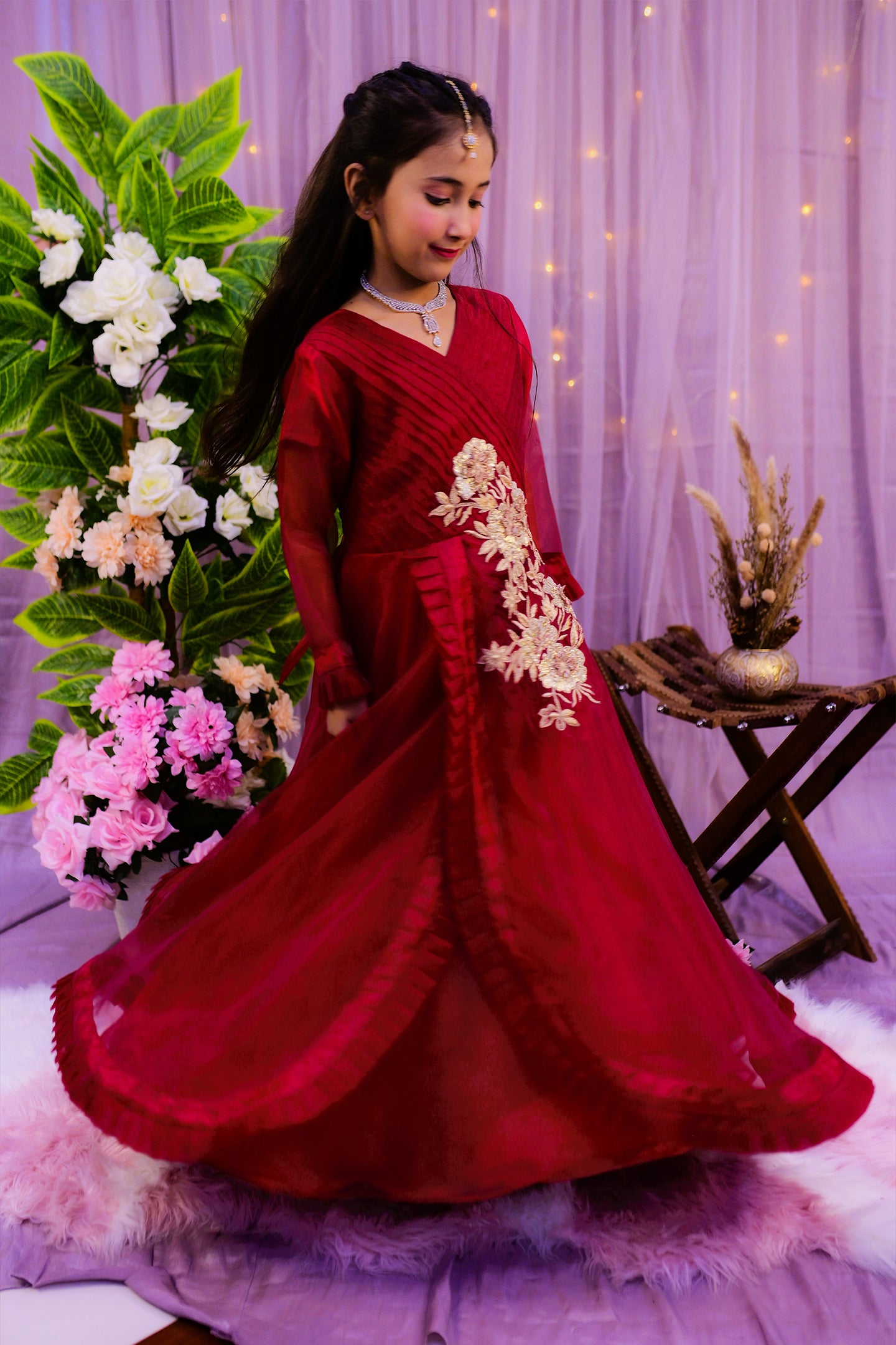 formal 3 layers ruffle maxi