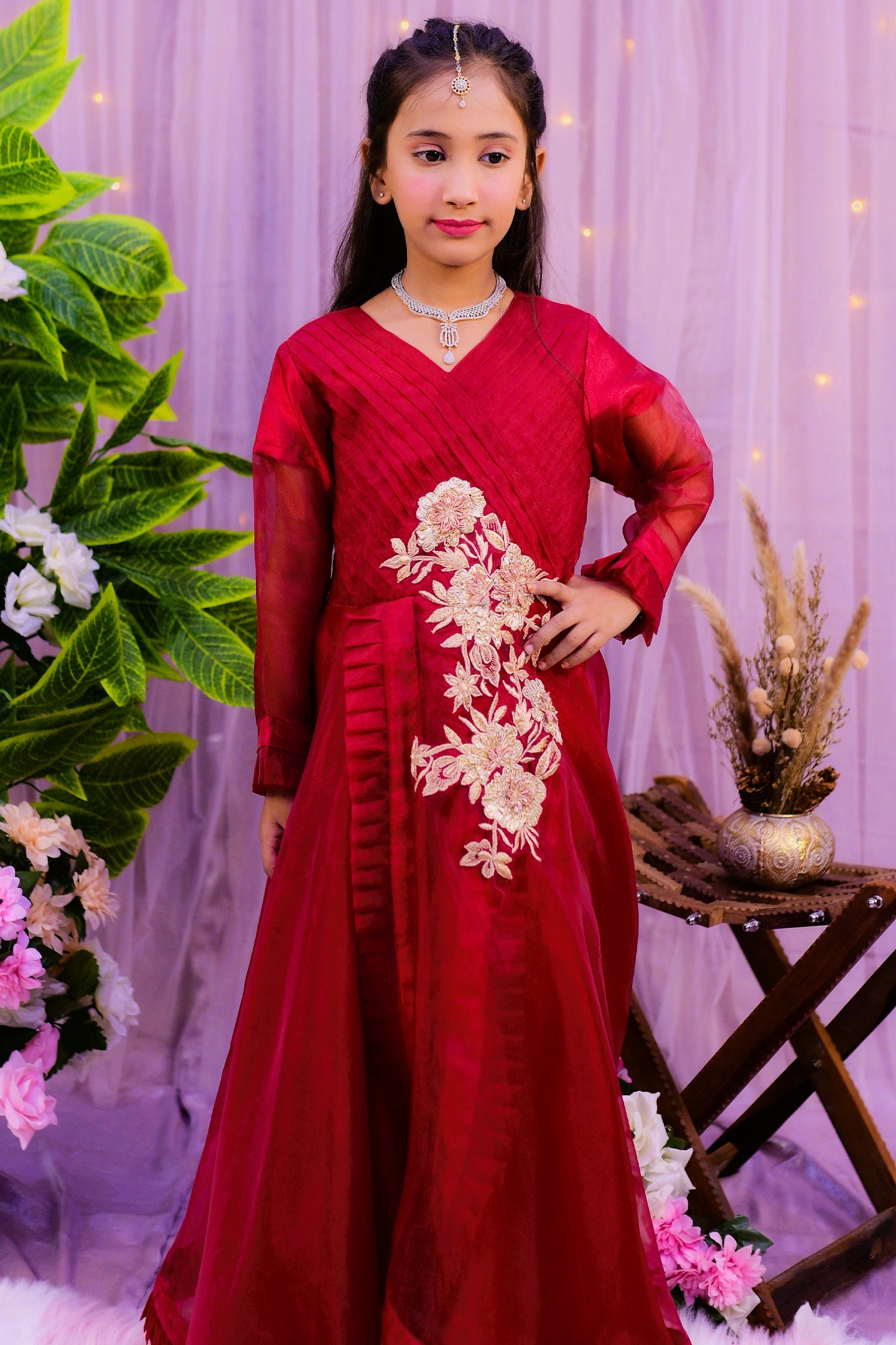 formal 3 layers ruffle maxi