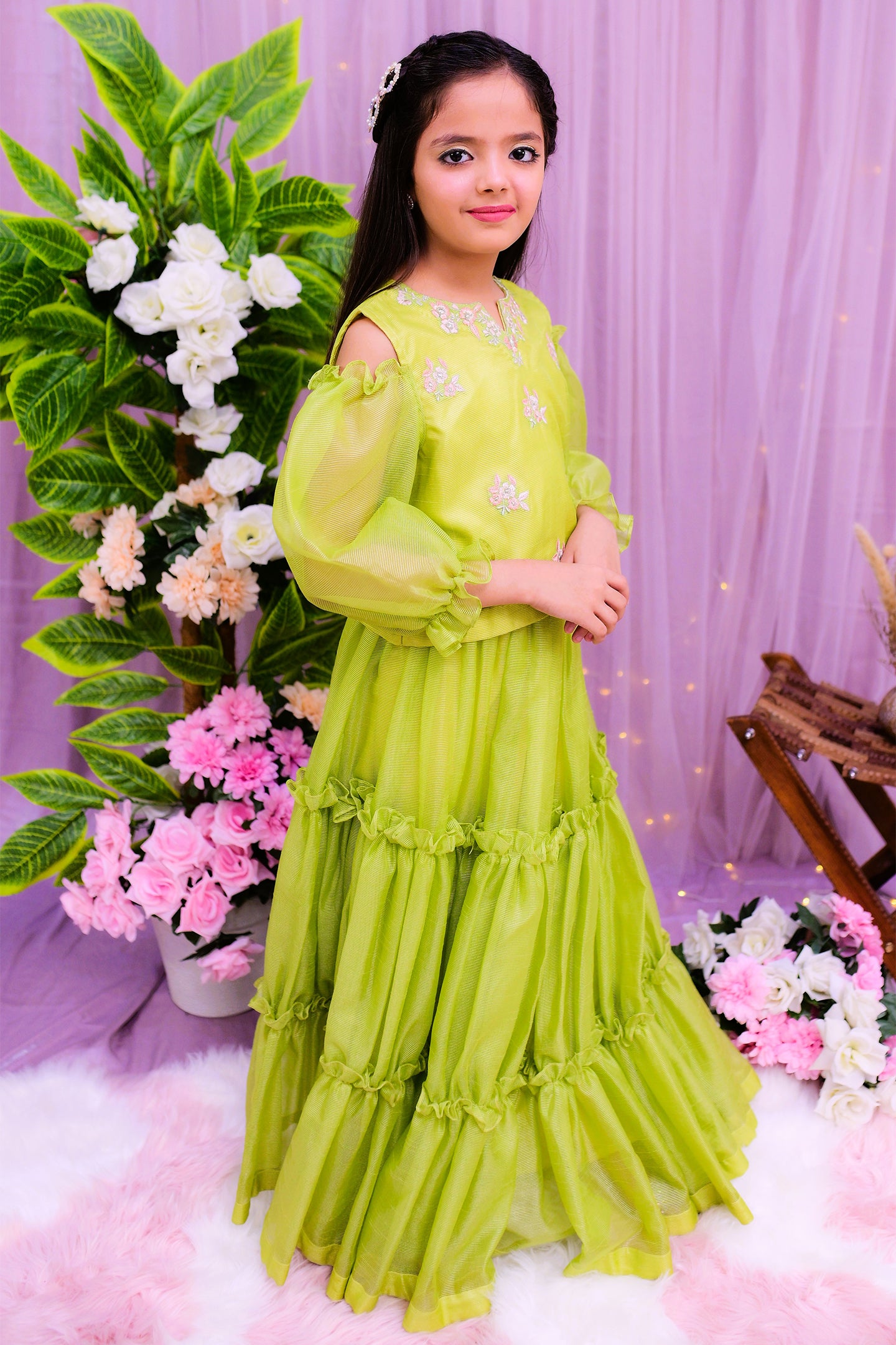 formal blouse with 3d skirt