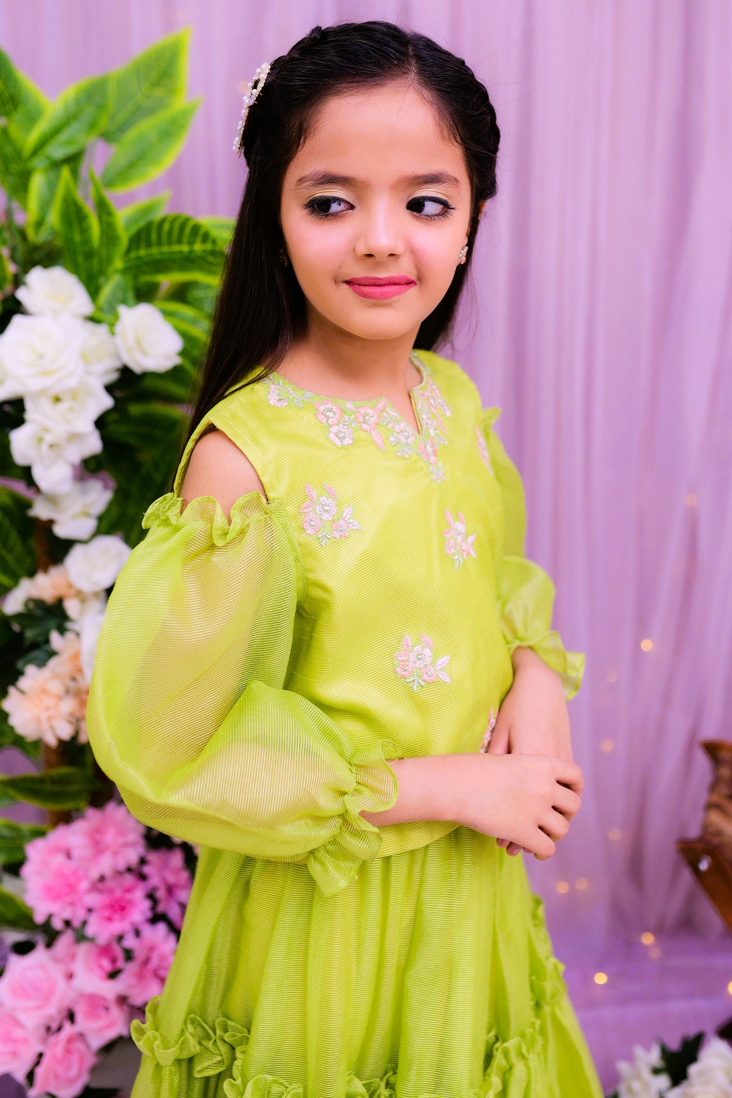 formal blouse with 3d skirt