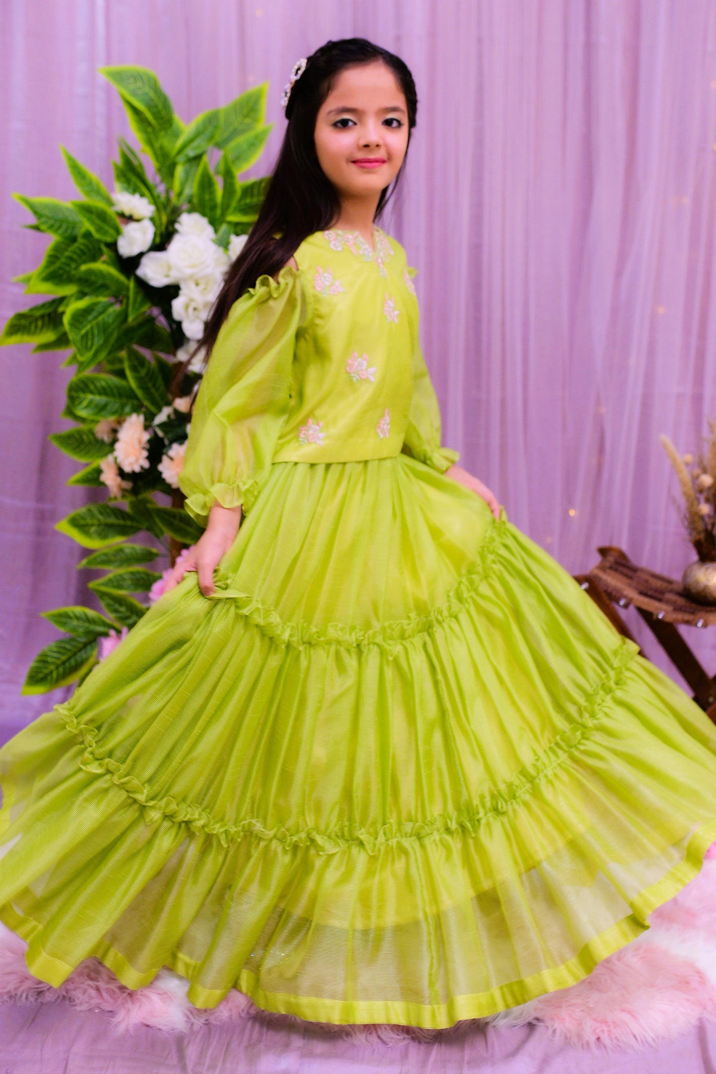 formal blouse with 3d skirt