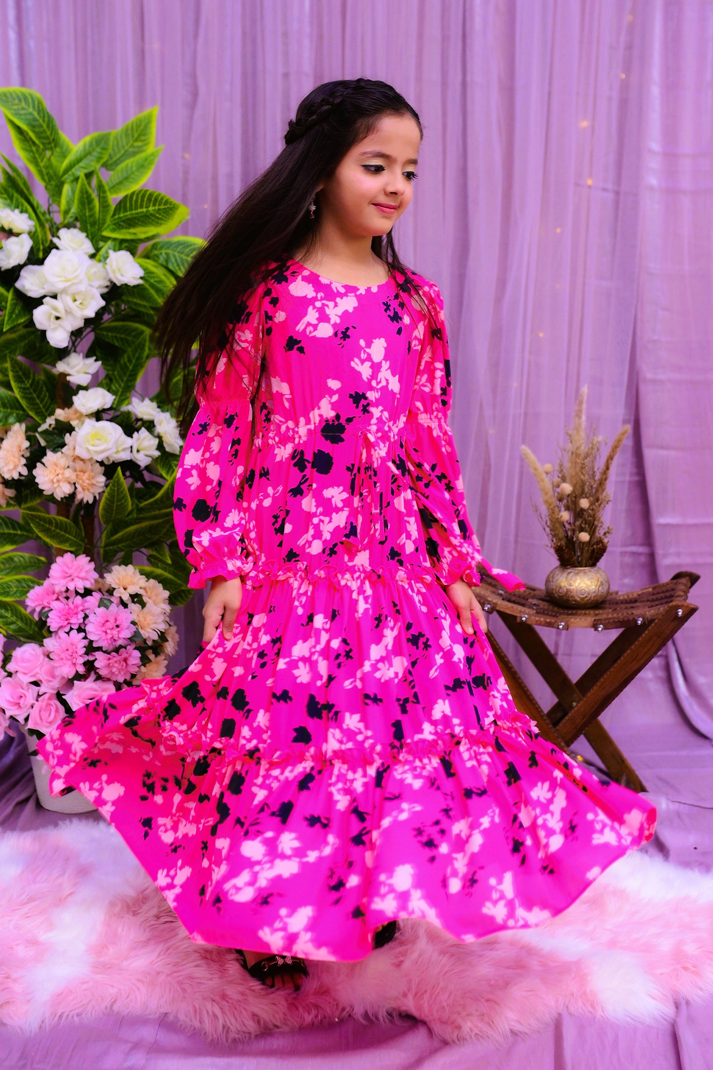 semi-formal 3 layers long frock