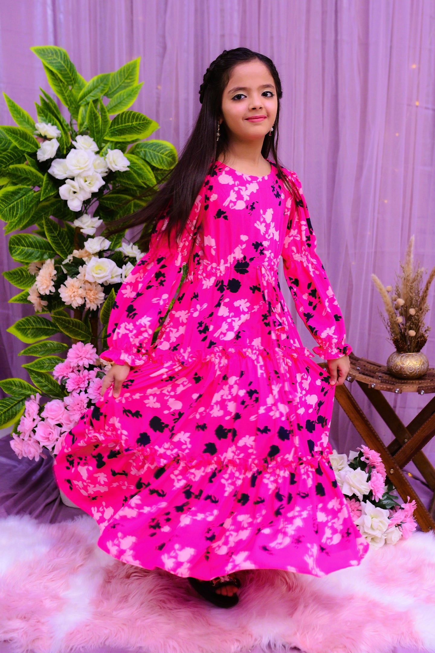 semi-formal 3 layers long frock