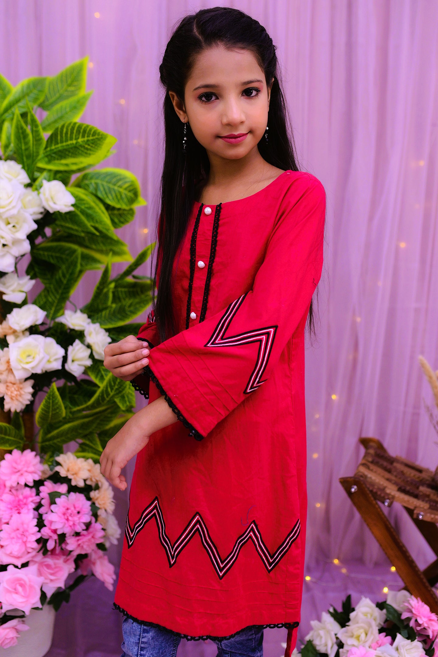 zigzag embroidery Kurti