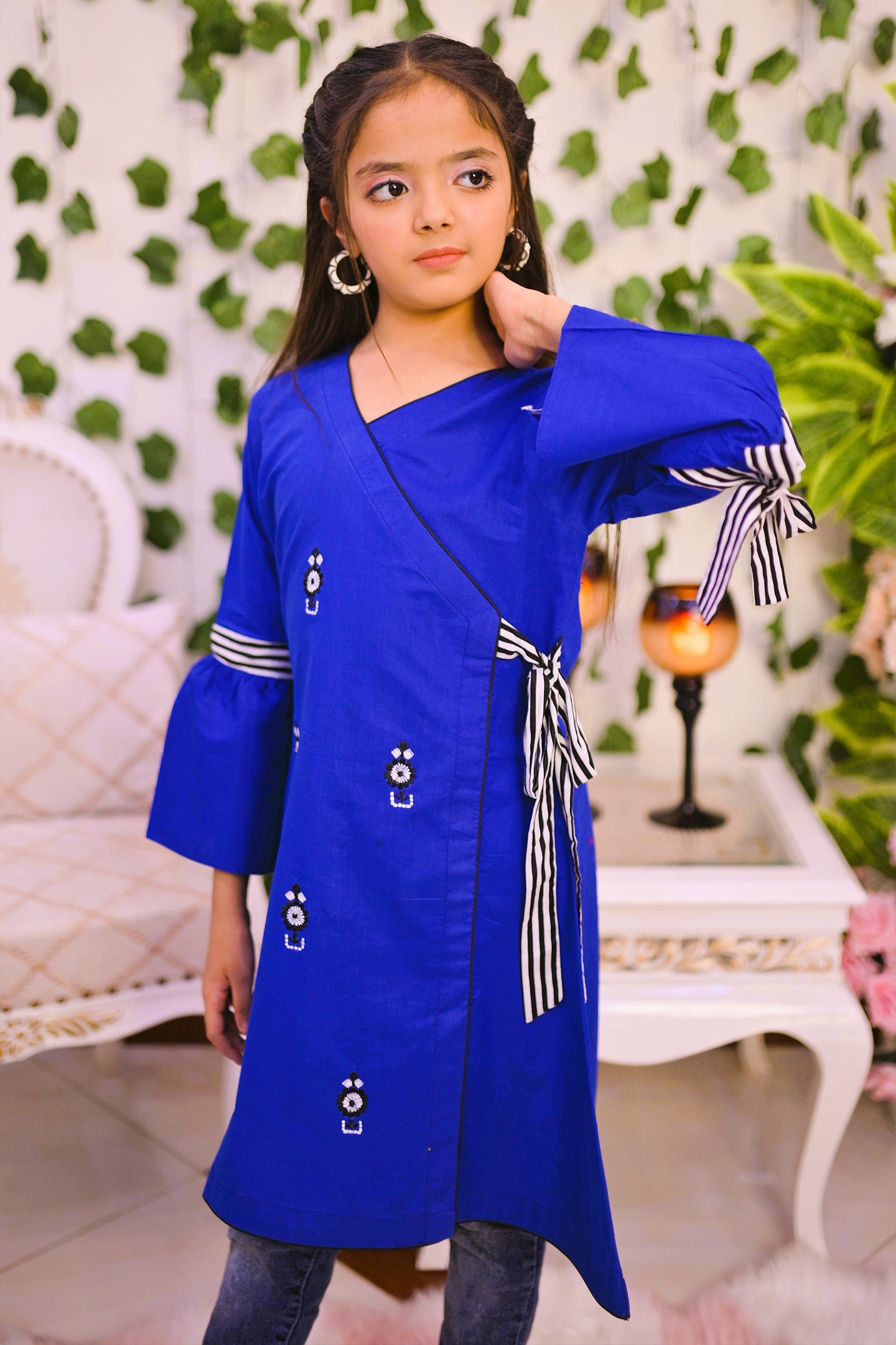 Girls front embroidery frock
