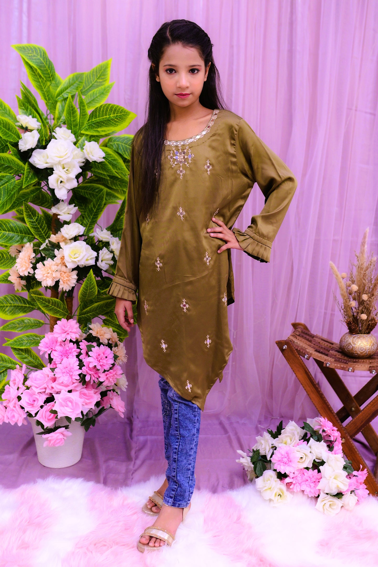 corner style 1piece kurti