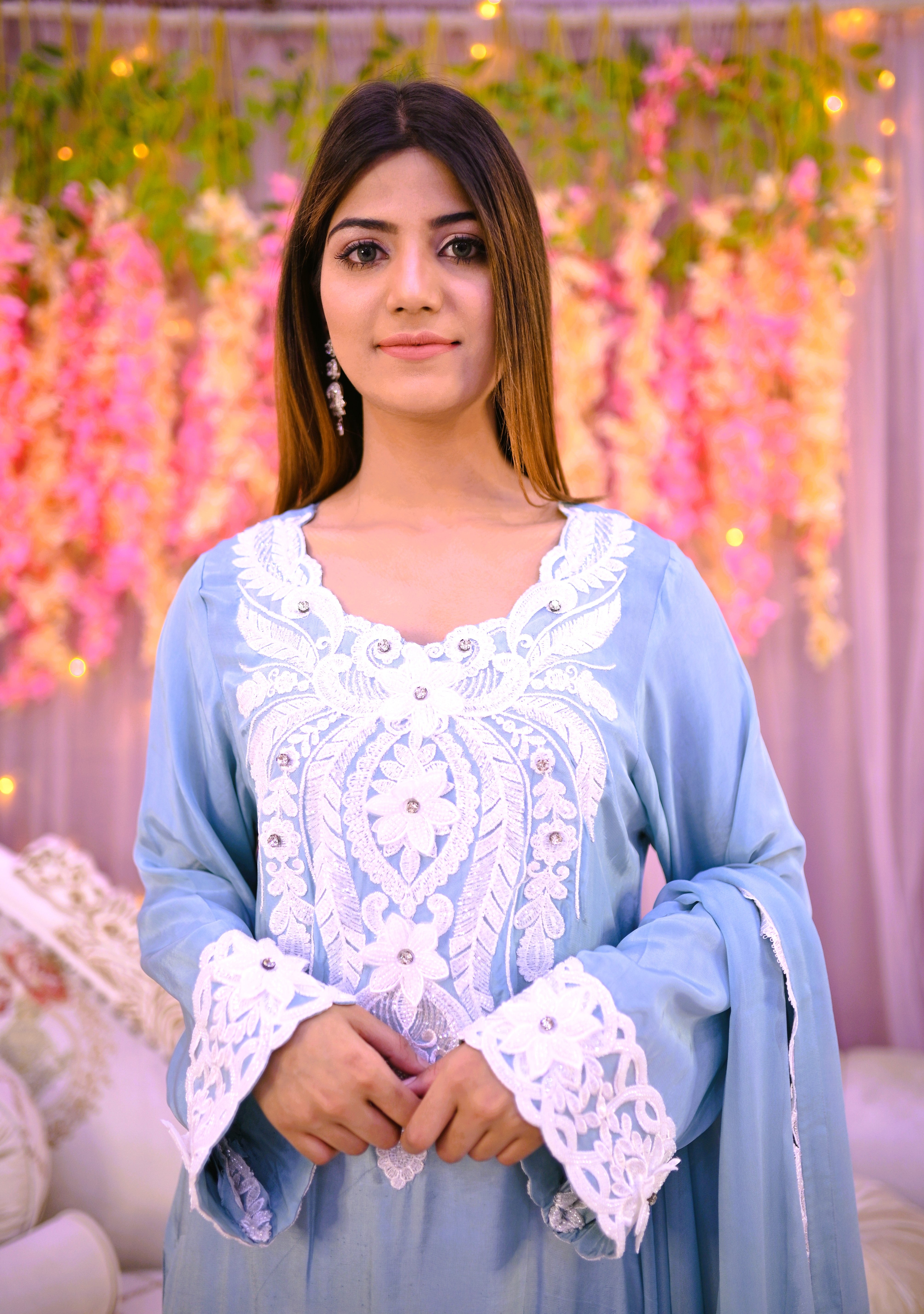 formal 3 piece long shirt dupatta & plazo