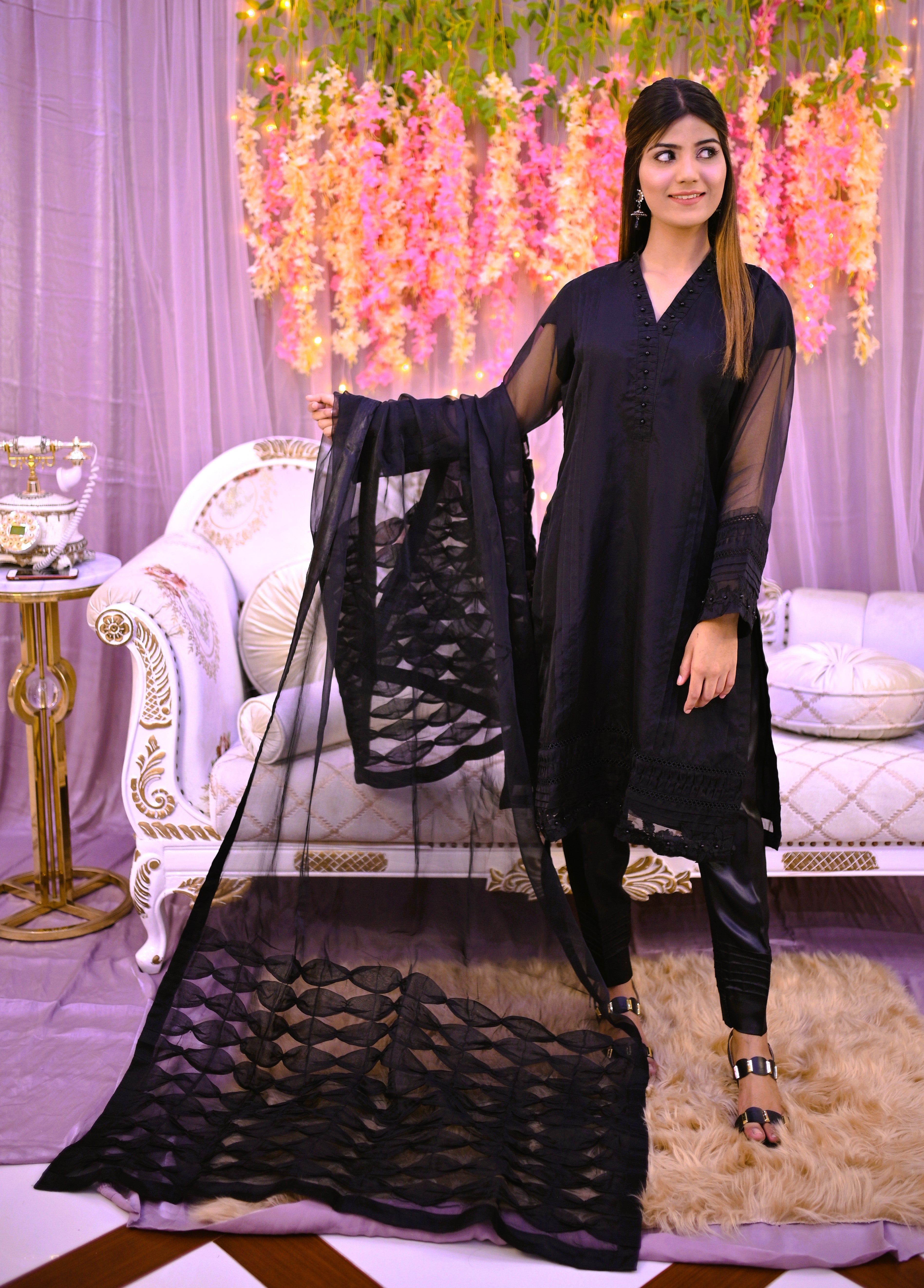 semiformal 3 piece shirt dupatta & trouser