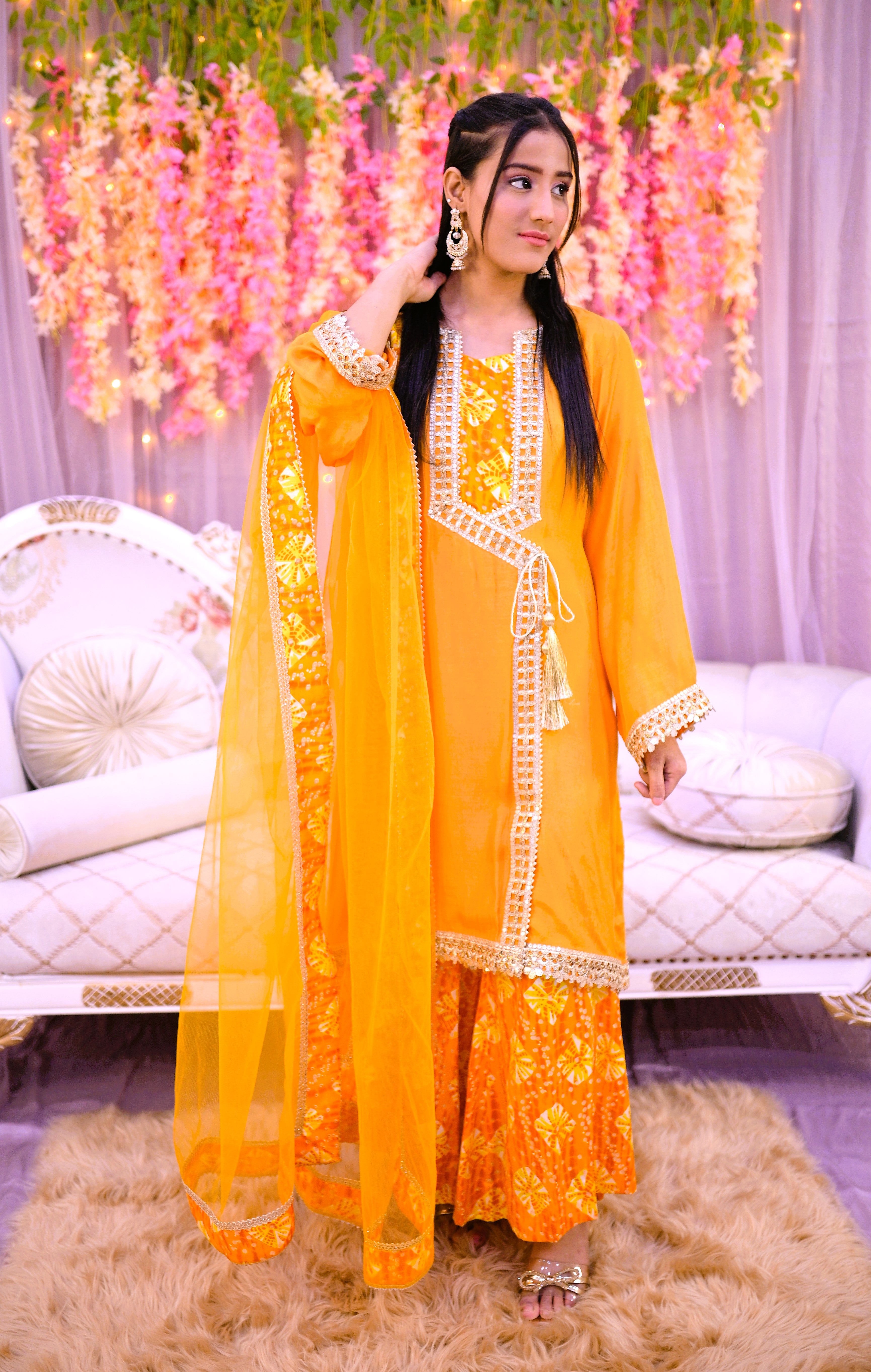 semiformal 3 piece shirt dupatta & plazo