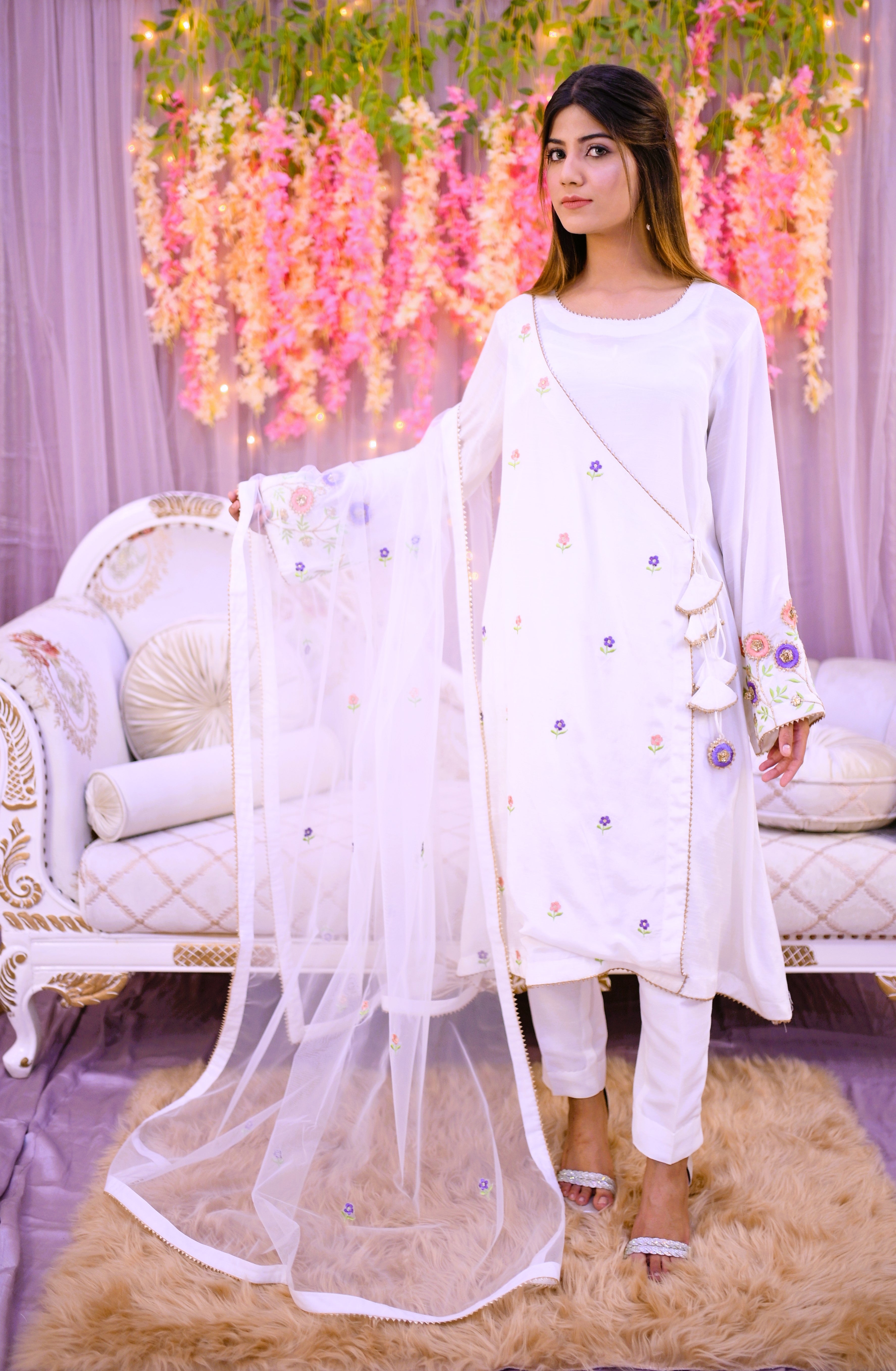 semiformal 3 piece shirt dupatta & trouser with inner