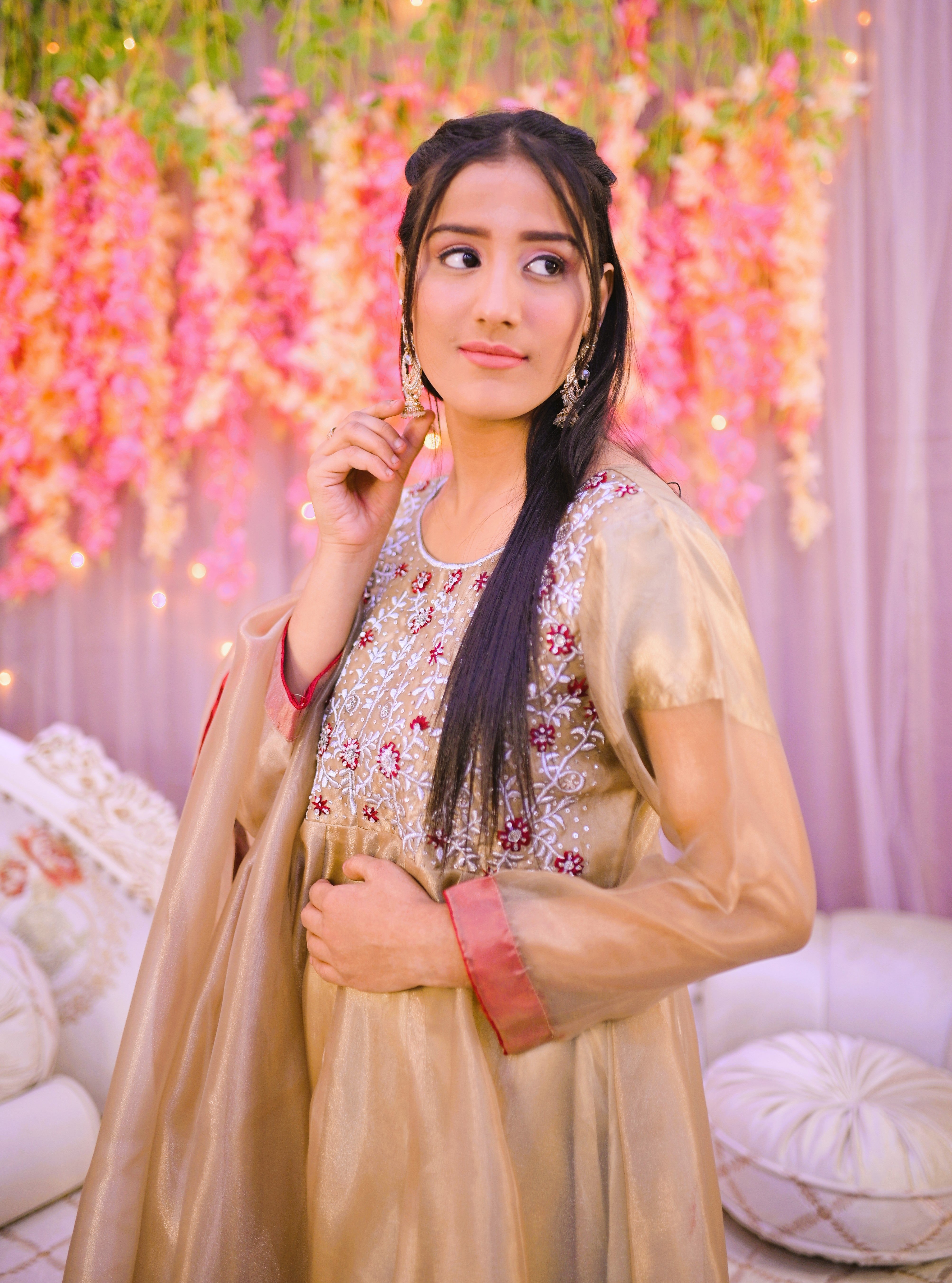 formal 3 piece short frock dupatta & plazo