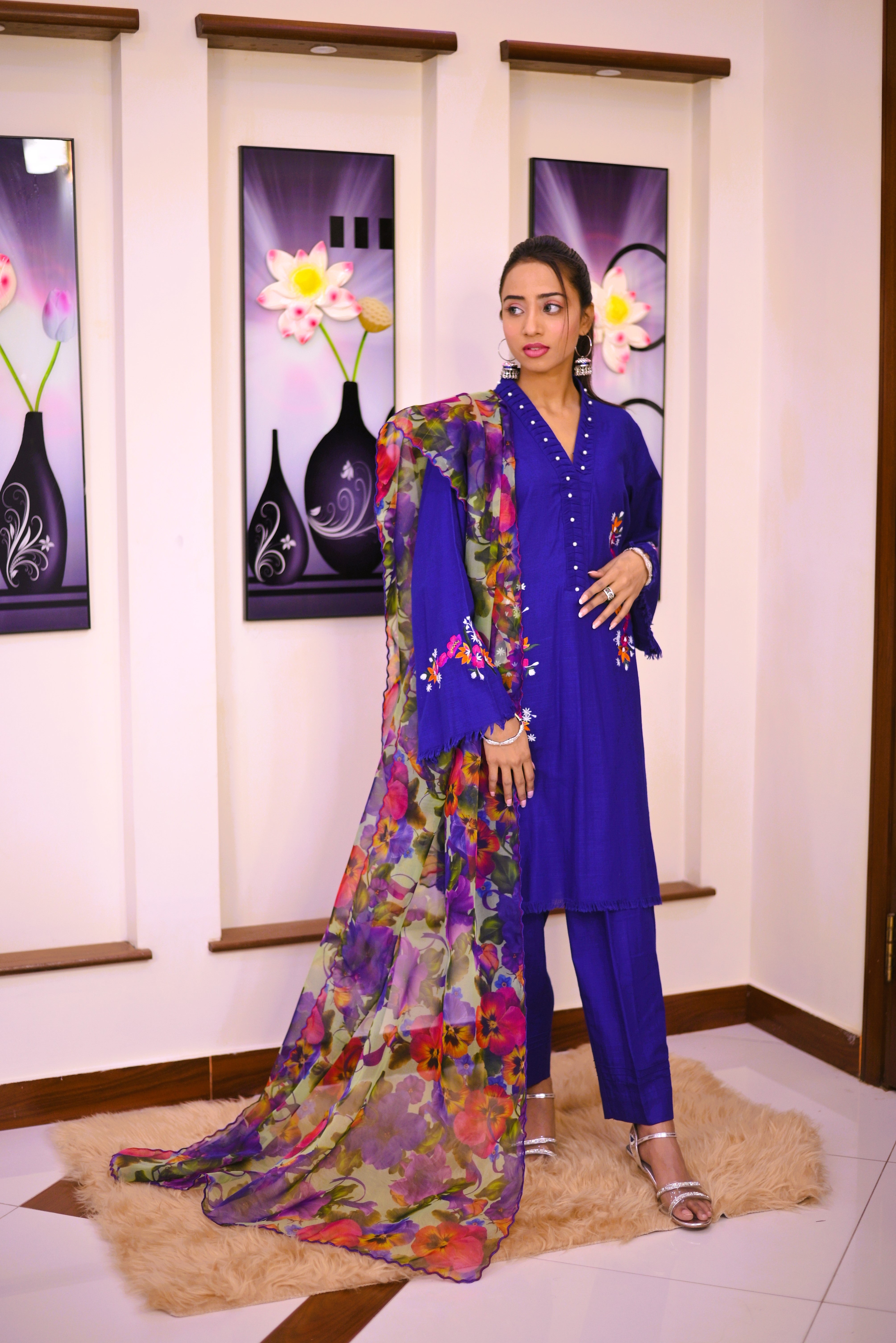 semifromal 3 piece shirt dupatta & trouser