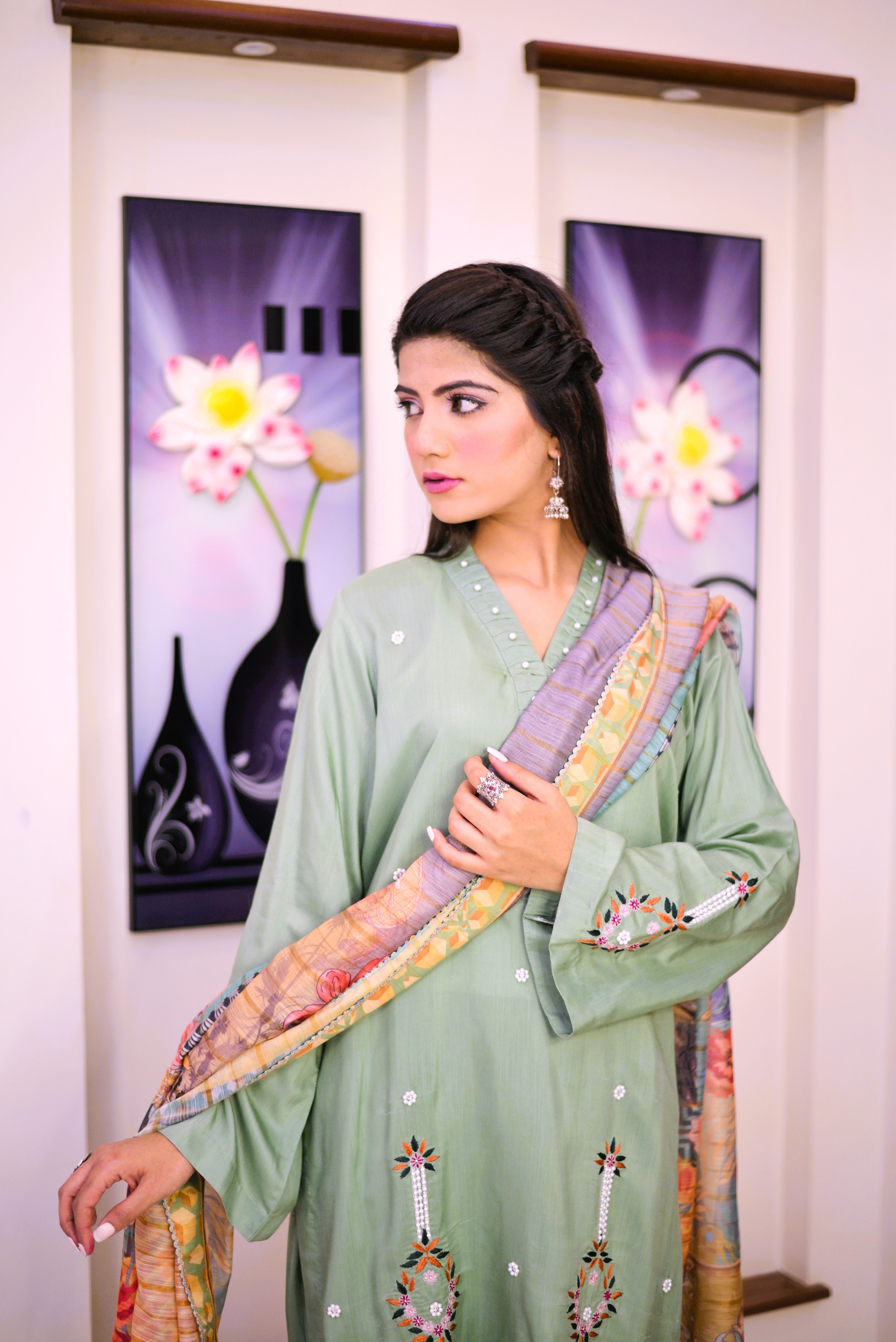 semiformal 3 piece shirt dupatta  trouser