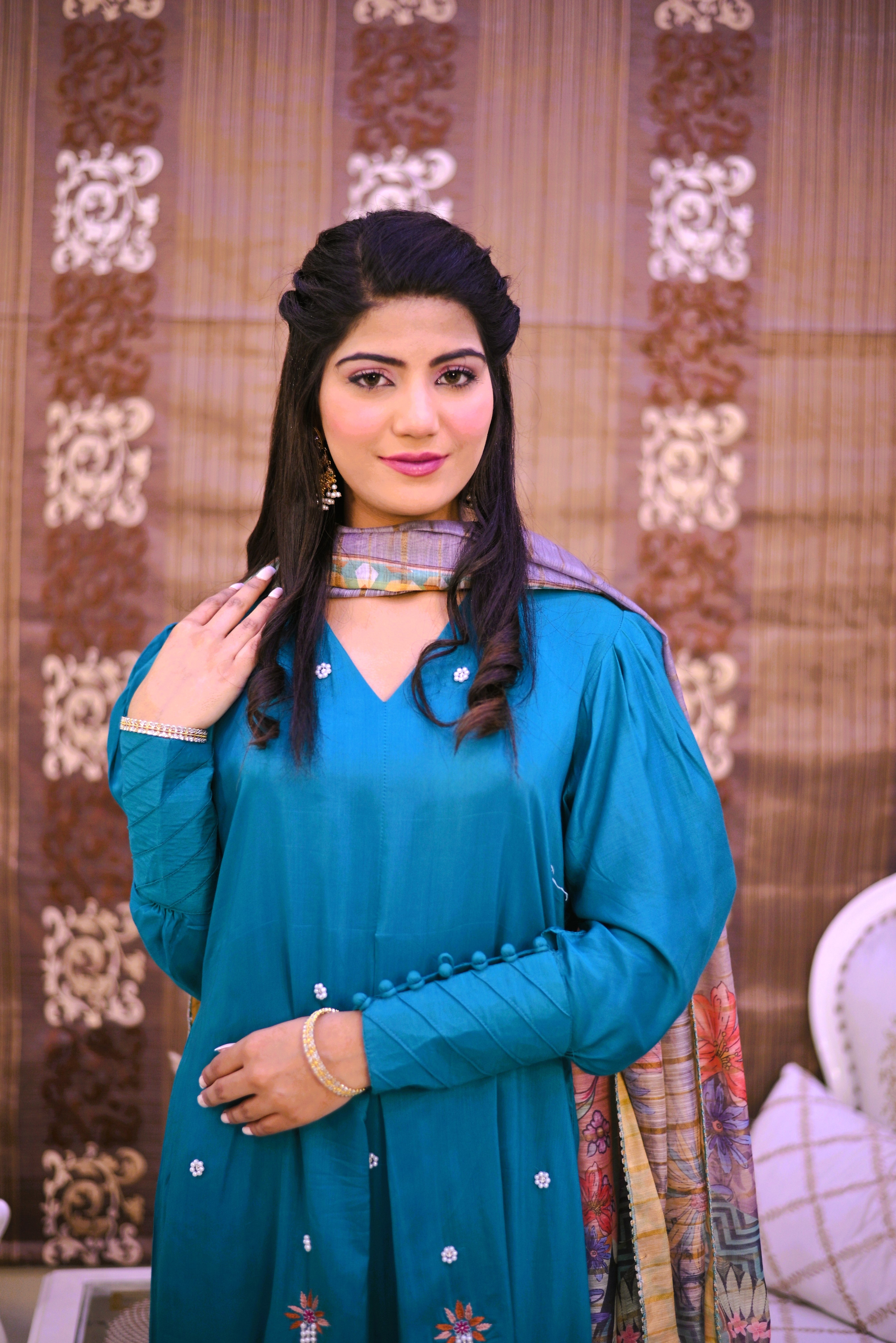 semiformal 3 piece shirt dupatta & trouser