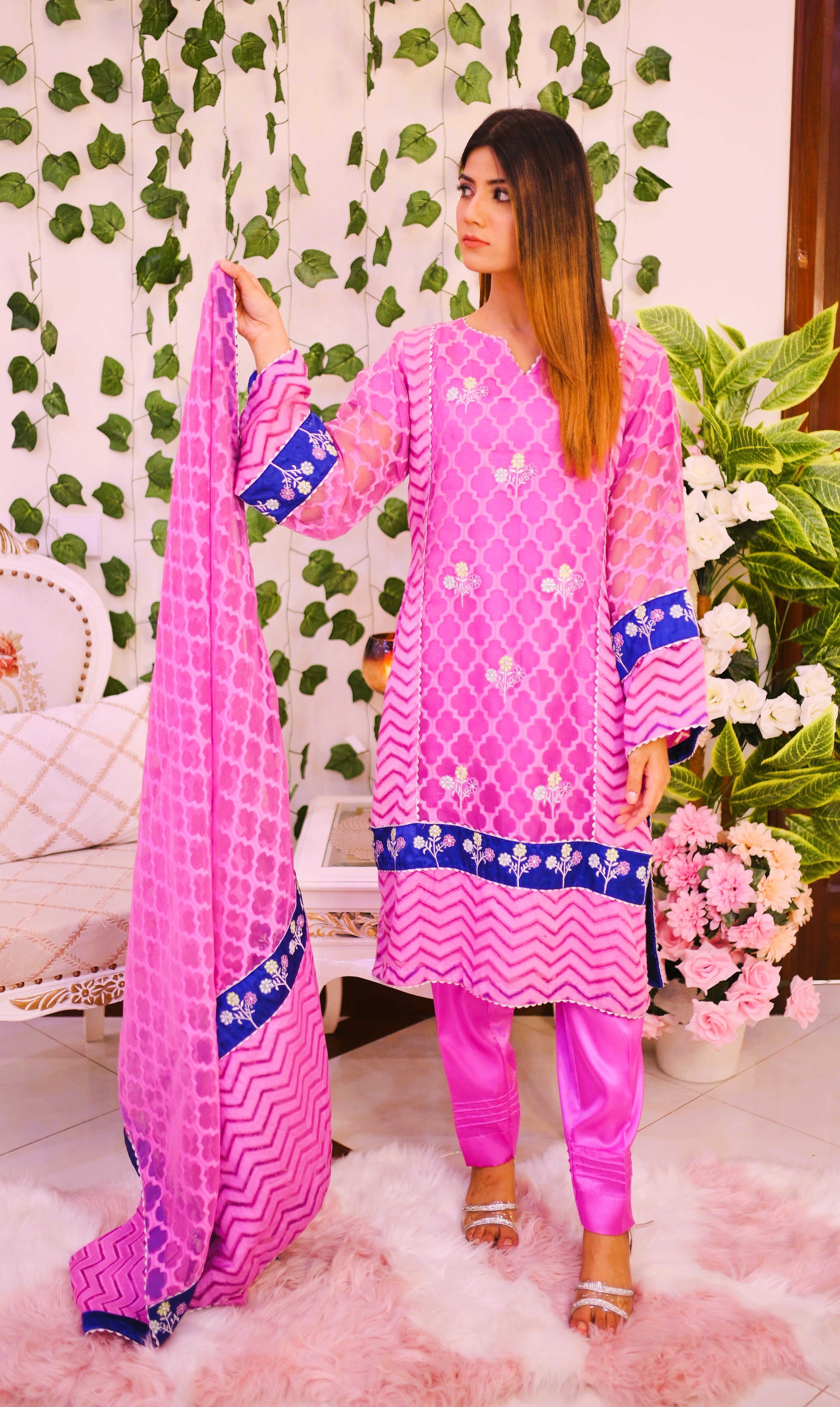 formal 3 piece shirt dupatta & trouser