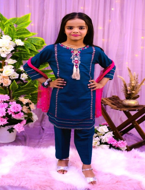 semi-formal 3 piece shirt trouser & dupatta